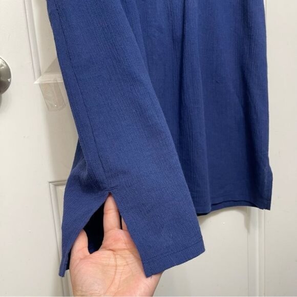 TALBOTS EMBROIDERED SPLIT NECK COVER-UP IN BLUE SIZE M - Picture 12 of 13